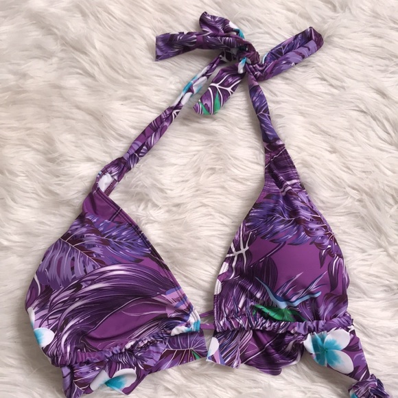 Purple Tropical side tie bikini 2k Hawaiian print - Picture 5 of 7